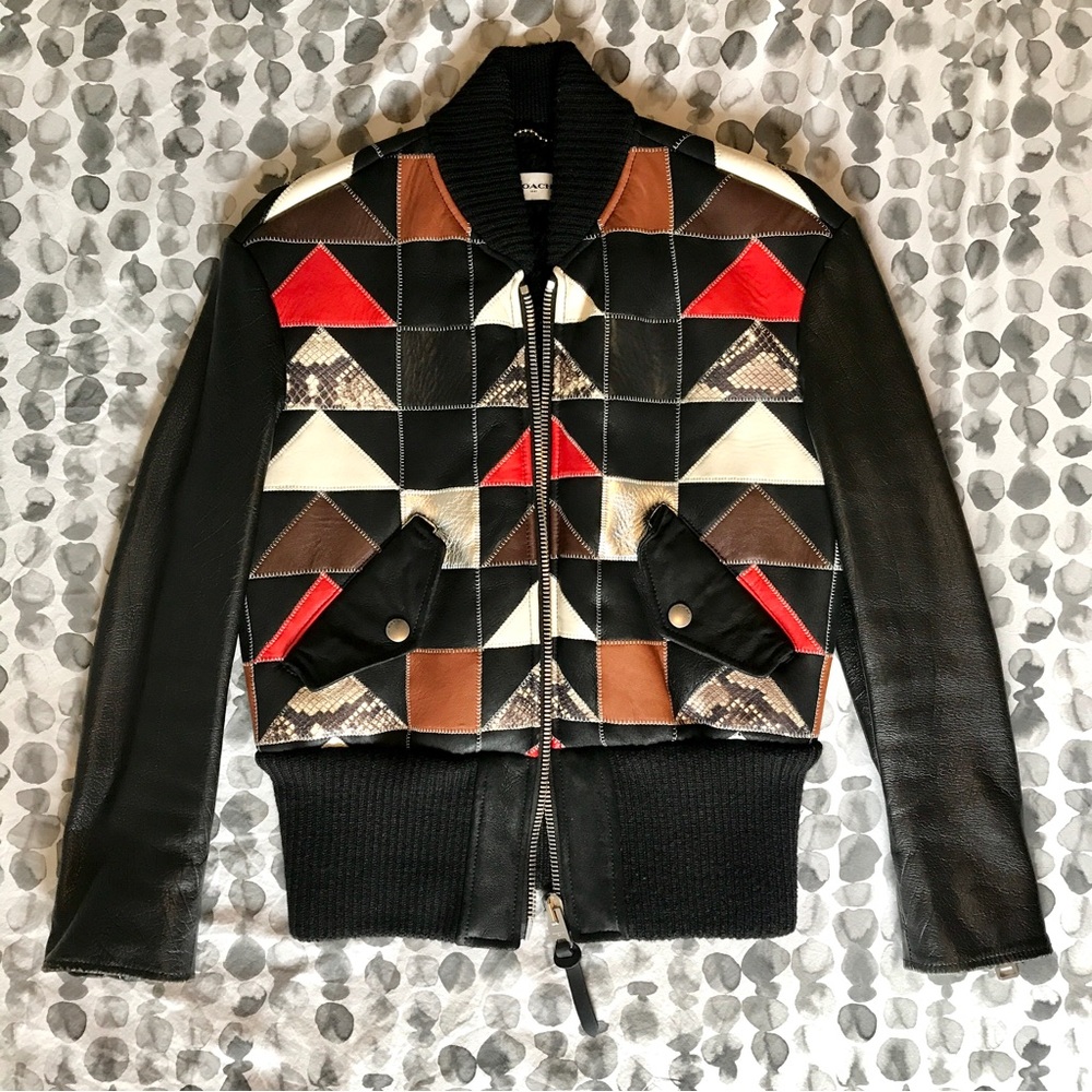 Coach 1941 Shearling Leather Patchwork Bomber Jac… - image 1